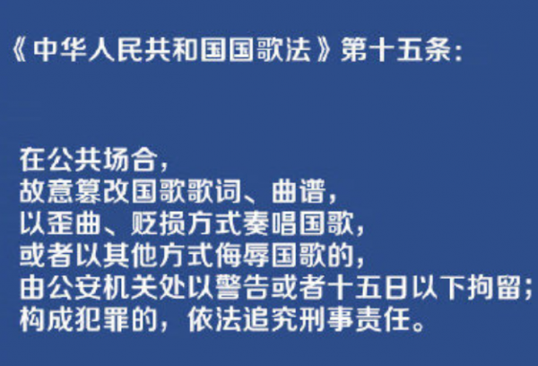 国歌歌词,曲谱,以歪曲,贬损方式奏唱国歌,或者以其他方式侮辱国歌的