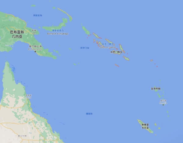 " 所罗门群岛地理位置(左下方陆地为