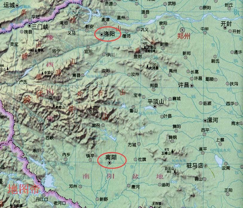 图-洛阳,南阳位置及周边地形北魏太和十七年(493年)九月,北魏正式决定