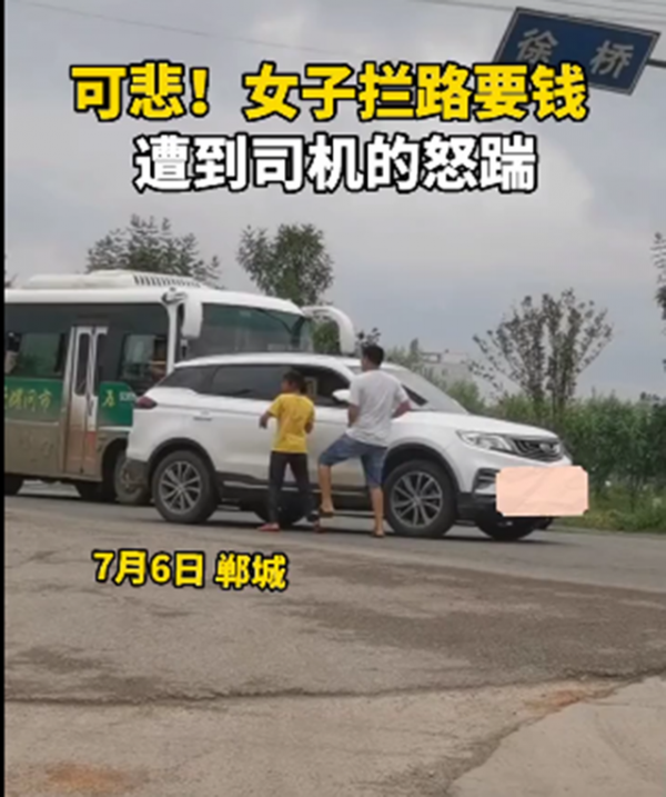 女子当街拦路要钱，司机怒踹遭路人质疑，网友：这女子是惯犯看看头条中华网 5613