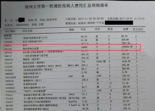 骨折住院费用清单图片