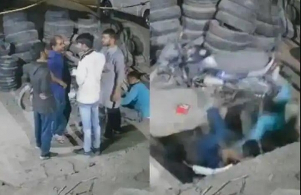 印度5名男子在一起交谈时脚下混凝土板断裂，瞬间掉进排水沟里
