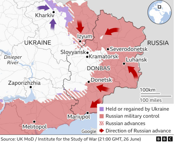 bbc繪製的局勢圖此後不久,7月3日凌晨,與烏克蘭相鄰的俄羅斯邊境城市