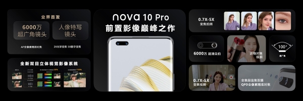 2699元起，华为nova10系列正式发布：业界首款前置6000万5倍变焦