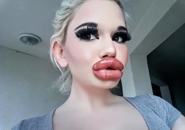 女子痴迷丰唇成为全球嘴唇最厚网红,拍卖自己的厚唇热吻