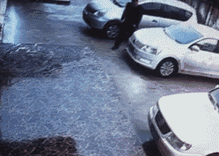 小明|搞笑GIF趣图:美女，一看就是爱酒之人，危险降临依然酒不离手！