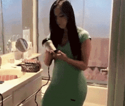 汉子|搞笑gif:女汉子,吹头发的最新方式