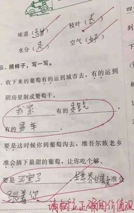 零分|小学生试卷，现在孩子都这样炫富的吗？