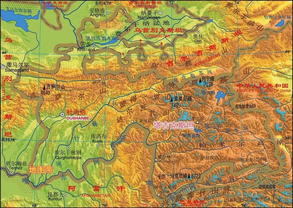 帕米尔高原地理位置图图片