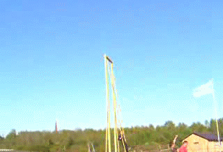 秋千|搞笑动图GIF:惊心动魄的秋千,应该没几个人敢尝试