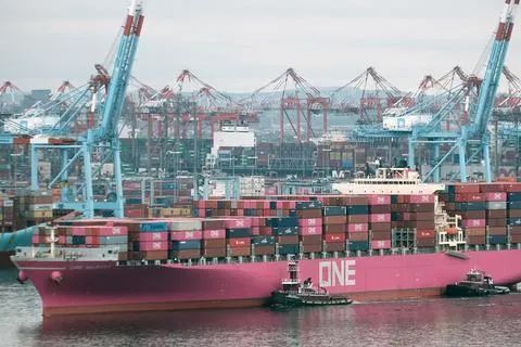 美国港口现“海上大堵车” 700个集装箱滞留一月