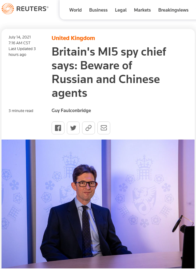 英国间谍头子大喊“警惕中国间谍” 评论区精彩了