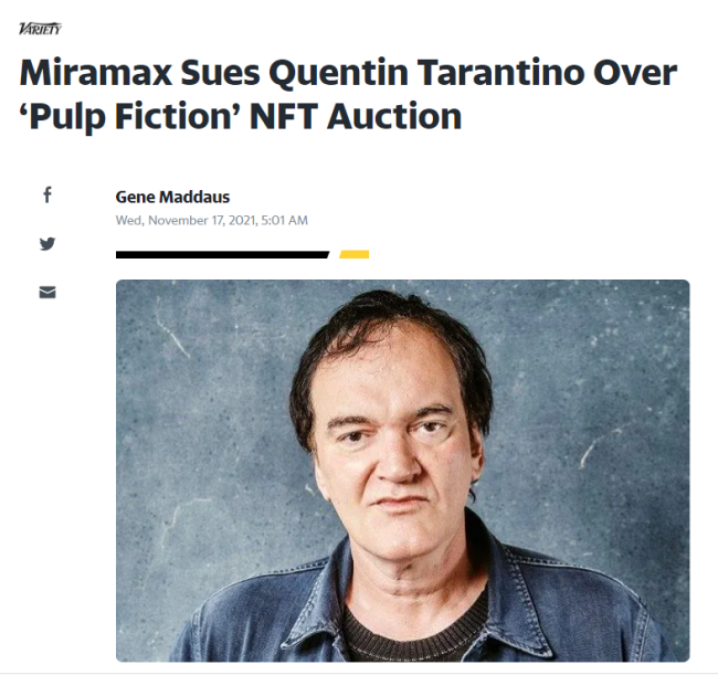 因出售“低俗小说”剧本侵犯版权 米拉麦克斯起诉昆汀·塔伦蒂诺