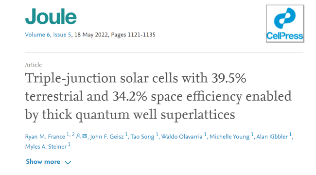39.5%！量子阱助力三结太阳能电池创造最新世界纪录