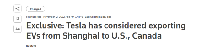 特斯拉考虑将上海工厂产电动车销往北美？马斯克：假的